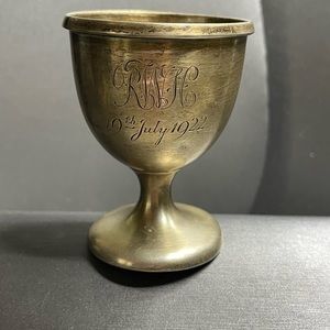 1921 Levi & Salaman Sterling Silver Egg Cup Engraved 19th July 1922 RWH.